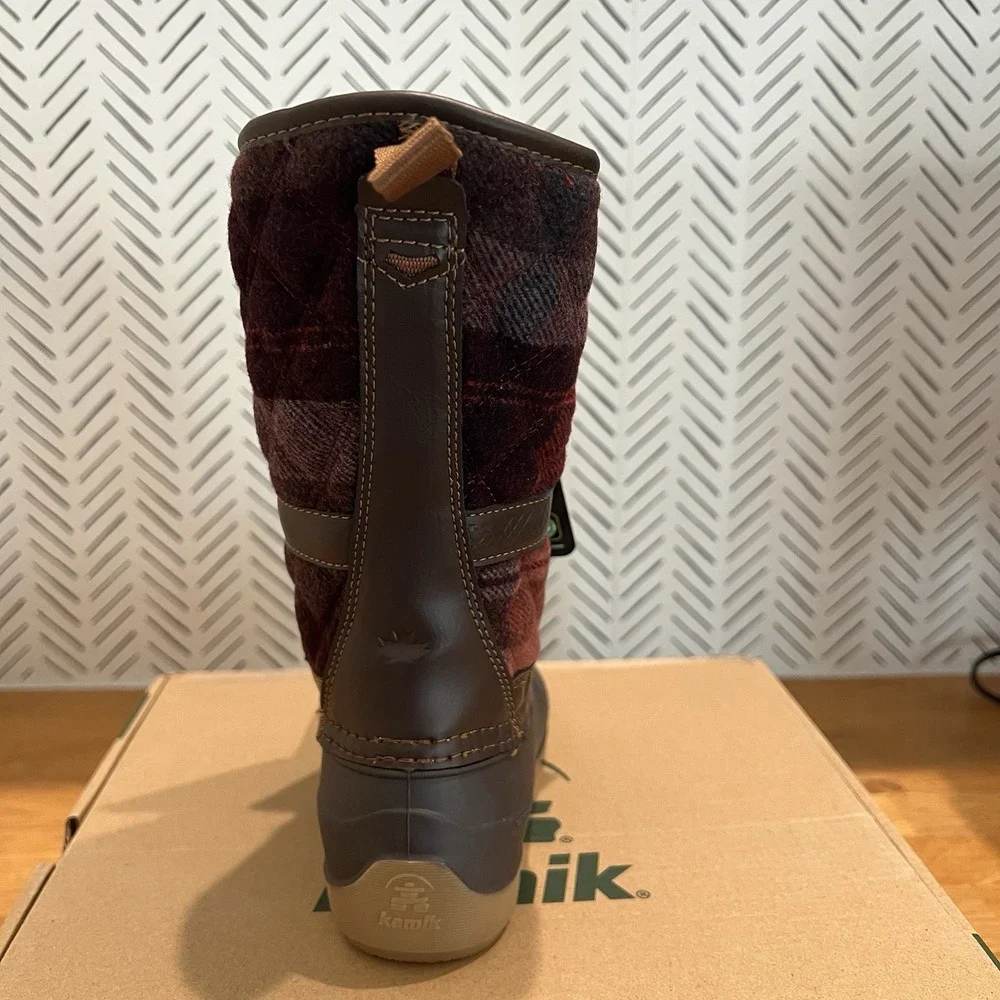 Kamik Sierra Heritage 1898 Waterproof Duck Boots - Dark Brown Quilted Size 1 Kid
